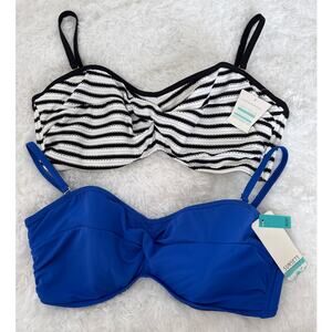 Sunsets California underwire twist bandeau top bundle of 2 blue black size 40D